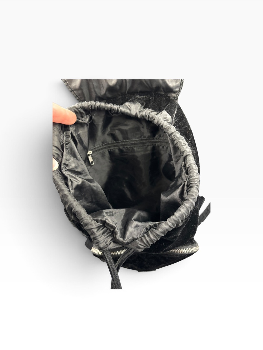 Black Velvet Backpack with Zumbies “Untalented Talia” Lucky Juju Doll Charm - Picture 5 of 8